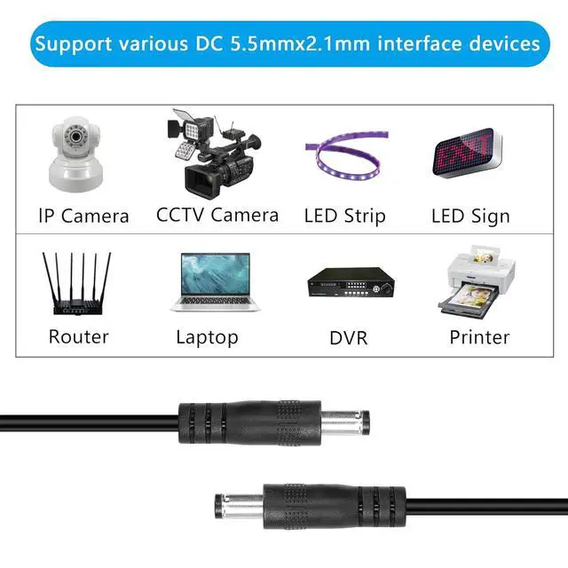 Alt view image 5 of 7 - DC 5.5MM x 2.1MM Male to Male Plug Power Adapter Cable DC Power Coiled Extension Cable for LED Strip,CCTV,Car,Security Camera,Etc(2 Pack)