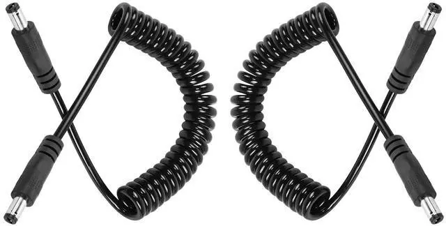 Main image of DC 5.5MM x 2.1MM Male to Male Plug Power Adapter Cable DC Power Coiled Extension Cable for LED Strip,CCTV,Car,Security Camera,Etc(2 Pack)