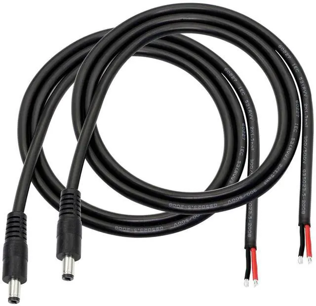 Main image of DC Power Pigtails Cable,3FT DC 5.5MM x 2.1MM Male Plug to Bare Wire Open End Power Wire Supply Repair Cable,16 AWG Barrel Connector Pigtail for CCTV Security Camera,DVR,LED Strip Light Etc-2 Pcs(M)