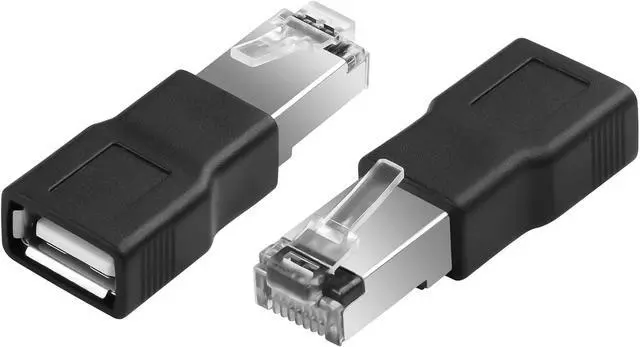 Main image of 2 Pcs USB to RJ45 Ethernet Adapter Black USB2.0 Female to RJ45 8P4C Male Conversion Adapter for Camera,ADSL Modem,Router,Laptops,Desktop Computers,etc