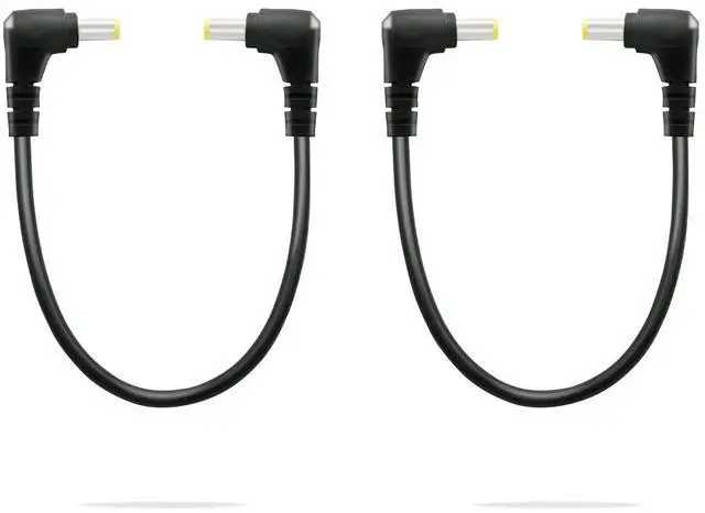 Main image of 2 PCS DC 5.5MM x 2 PCS DC 5.5MM x 2.5MM 90 Degree Male to Male Plu 2.5MM 90 Degree Male to Male Plug Cable, 18AWG Right Angle DC5525 Power Cable Extension Cord for Strip Lihgt,CCTV,Monitors,etc(0.3m)