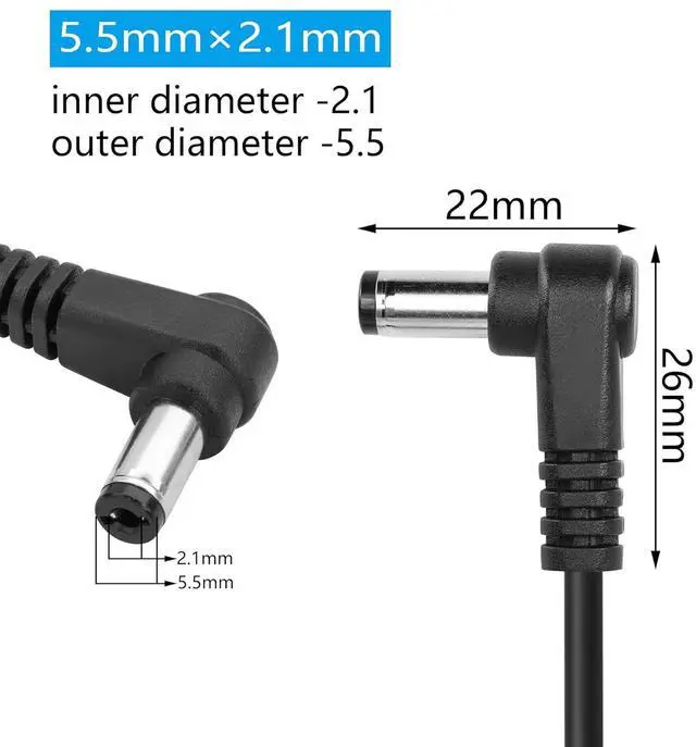 Alt view image 6 of 6 - DC 5.5MM x 2.1MM 90 Degree Male to Male Plug Cable DC5521 Right Angle Coiled Power Adapter Extension Cord for CCTV Surveillance Security Camera LED Strip etc(2 Pack)