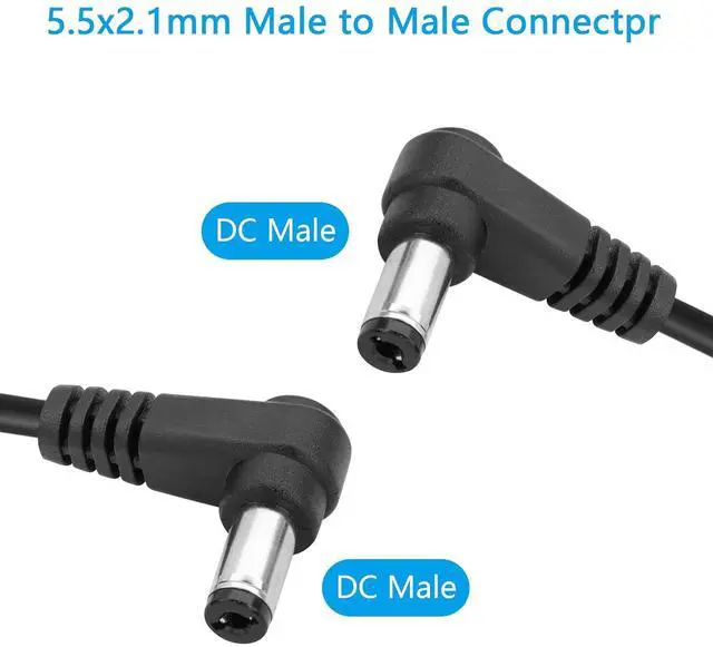 Alt view image 4 of 6 - DC 5.5MM x 2.1MM 90 Degree Male to Male Plug Cable DC5521 Right Angle Coiled Power Adapter Extension Cord for CCTV Surveillance Security Camera LED Strip etc(2 Pack)