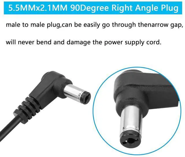 Alt view image 3 of 6 - DC 5.5MM x 2.1MM 90 Degree Male to Male Plug Cable DC5521 Right Angle Coiled Power Adapter Extension Cord for CCTV Surveillance Security Camera LED Strip etc(2 Pack)