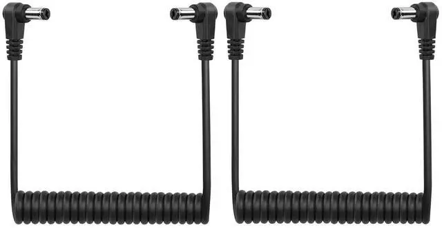 Main image of DC 5.5MM x 2.1MM 90 Degree Male to Male Plug Cable DC5521 Right Angle Coiled Power Adapter Extension Cord for CCTV Surveillance Security Camera LED Strip etc(2 Pack)