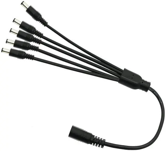 Main image of DC 5.5mm x 2.1mm Splitter Cable, 1 Female to 5 Male DC Splitter Adapter 12V DC Power Extension Cable for LED Strip Light, CCTV Security Camera 0.7m (1 to 5 Way)