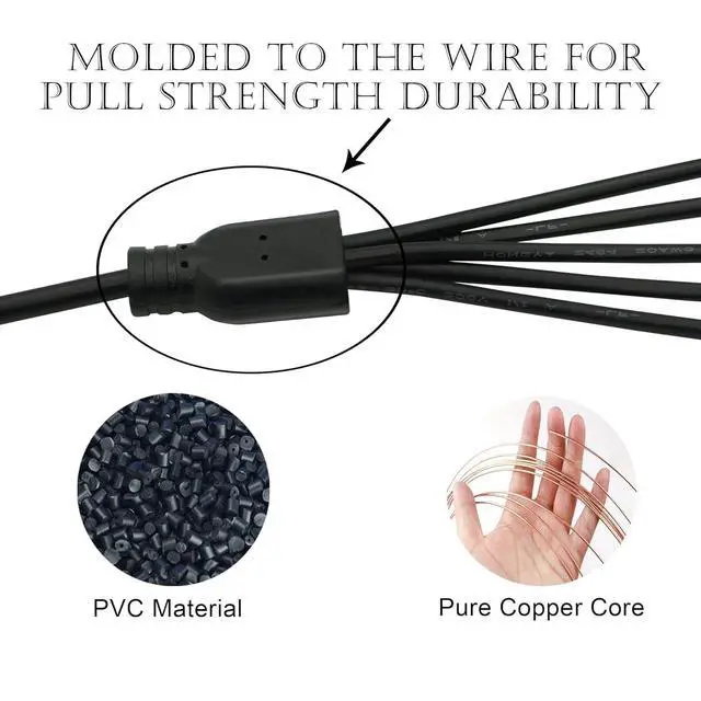 Alt view image 6 of 6 - DC 5.5mm x 2.1mm Splitter Cable, 1 Female to 5 Male DC Splitter Adapter 12V DC Power Extension Cable for LED Strip Light, CCTV Security Camera 0.7m (1 to 5 Way)