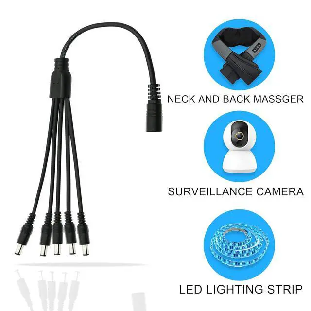 Alt view image 3 of 6 - DC 5.5mm x 2.1mm Splitter Cable, 1 Female to 5 Male DC Splitter Adapter 12V DC Power Extension Cable for LED Strip Light, CCTV Security Camera 0.7m (1 to 5 Way)