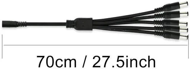 Alt view image 2 of 6 - DC 5.5mm x 2.1mm Splitter Cable, 1 Female to 5 Male DC Splitter Adapter 12V DC Power Extension Cable for LED Strip Light, CCTV Security Camera 0.7m (1 to 5 Way)