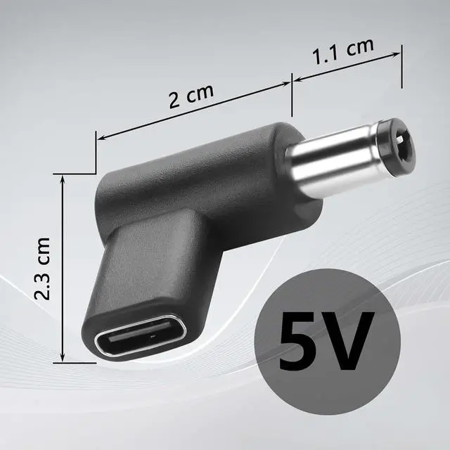 Alt view image 3 of 7 - 2PCS USB Type C Female to DC Male 5.5 x 2.5 mm Adapter, 90 Degree Angled USB C to DC 5V PD Emulator Trigger Charging Adapter Plug for LaptopRouterMobile Power Supply Charger Connector