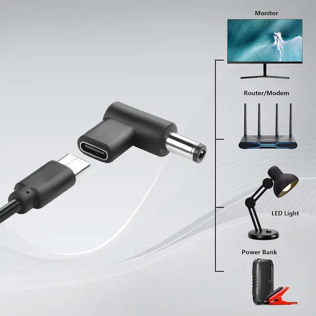 Alt view image 7 of 7 - 2PCS USB C to DC Adapter 5.5 x 2.5 mm Type C Female to Male 20V Converter for Solar Panel, Motorhome, Portable Power Station, RVs, Solar Generator (20V)