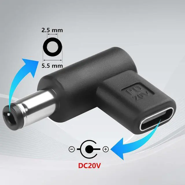 Alt view image 2 of 7 - 2PCS USB C to DC Adapter 5.5 x 2.5 mm Type C Female to Male 20V Converter for Solar Panel, Motorhome, Portable Power Station, RVs, Solar Generator (20V)
