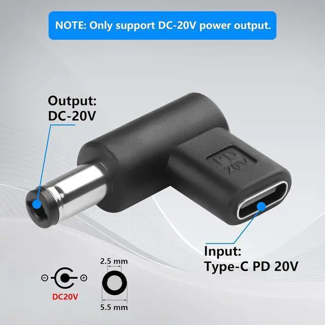 Alt view image 3 of 7 - 2PCS USB C to DC Adapter 5.5 x 2.5 mm Type C Female to Male 20V Converter for Solar Panel, Motorhome, Portable Power Station, RVs, Solar Generator (20V)