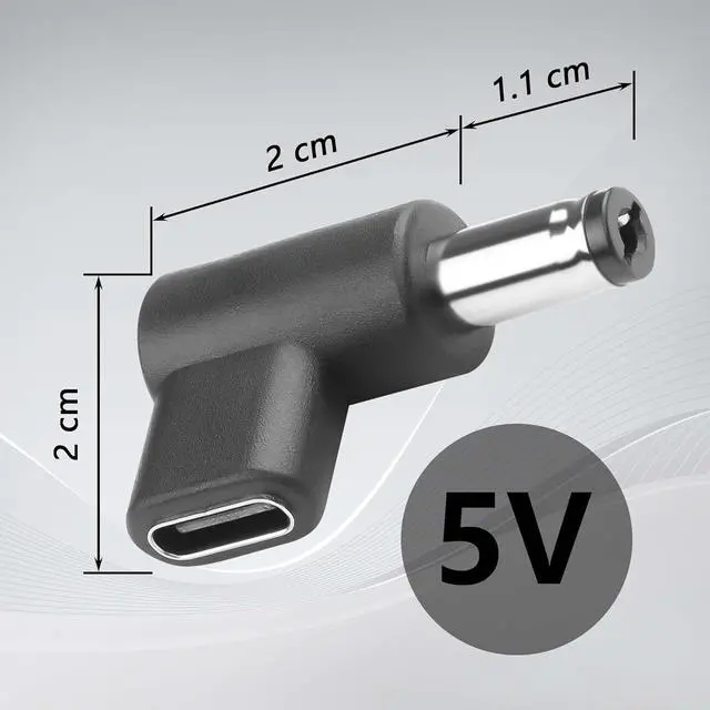 Alt view image 6 of 7 - 2PCS USB Type C Female to DC Male 5.5 x 2.1 mm Adapter, 90 Degree Angled USB C to DC 5V Emulator Trigger Charging Adapter Plug for LaptopRouterMobile Power Supply Charger Connector