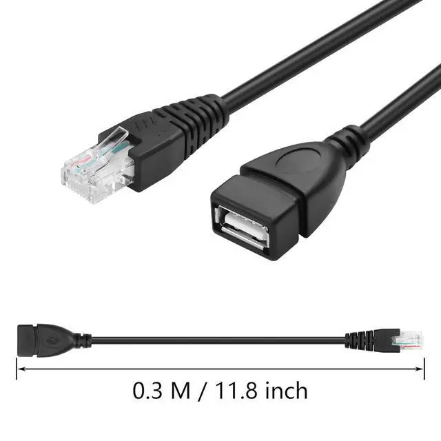 Alt view image 4 of 7 - 2 Pcs USB 2.0 Female to RJ45 8P4C Ethernet Male Extension Cable for Router, ADSL Modem, Camera, Laptop, Desktop (11.81 Inch)