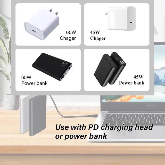 Alt view image 4 of 7 - USB C to DC5521 Power Extension Charge Cable 65W PD USB Type C Input to DC 5.5x2.1mm Output Power Charging Cable, for Router,CCTV,Laptop etc DC Power 12 Volts Device(4.9FT)