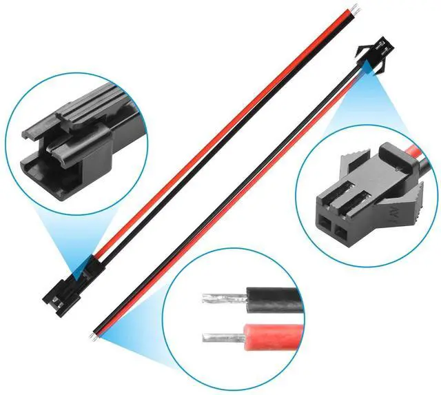 Alt view image 3 of 6 - 10 Pairs JST SM 3-Pin Cable 22AWG 3-Pin SM Male/Female Paired Connector Electrical Cable for LED Light Strips,Chassis Fans,RC Toys,etc(6.02 Inch)(3 PIN)