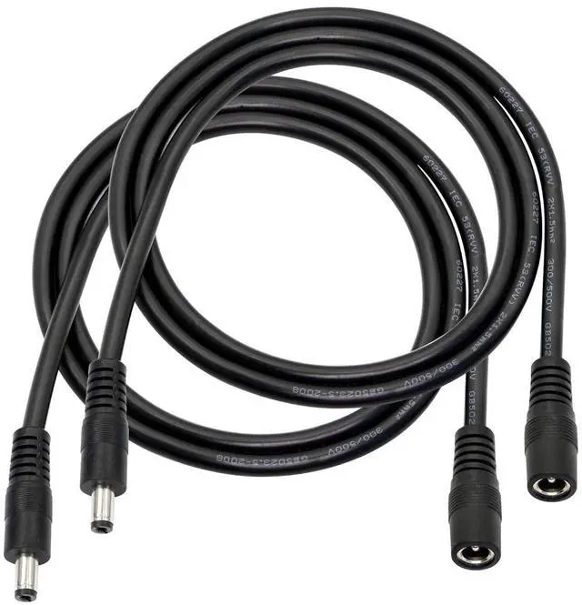 Main image of DC Power Extension Cable,DC 5.5mm x 2.1mm Male to Female Power Adapter Cable,3FT 18AWG Heavy Duty Cord for 12V CCTV Wireless IP Camera,LED,Car,More.-2PCS