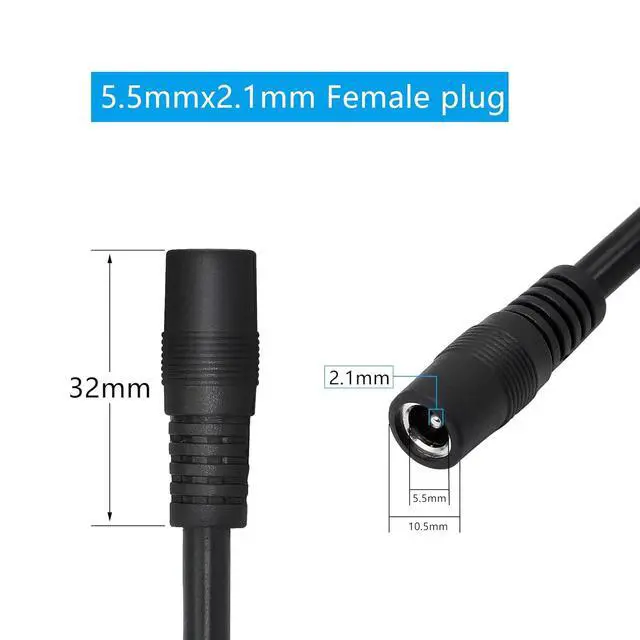 Alt view image 5 of 7 - DC Power Extension Cable,DC 5.5mm x 2.1mm Male to Female Power Adapter Cable,3FT 18AWG Heavy Duty Cord for 12V CCTV Wireless IP Camera,LED,Car,More.-2PCS