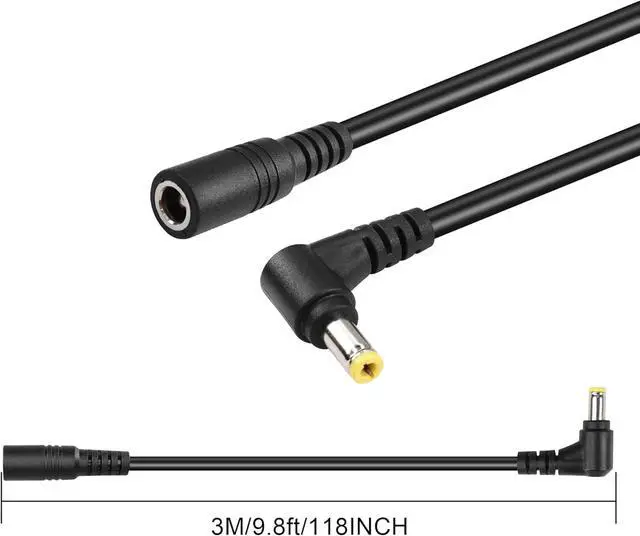 Alt view image 2 of 7 - DC 5.5mm x 2.5mm Power Extension Cable.18AWG DC5525 90 Degree Male to Female Power Adapter Cable for Security Camera,LED Strip Light Etc. (3m/9.8FT)