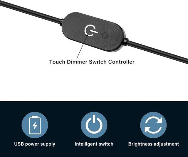 Alt view image 5 of 7 - LED Strip Touch Dimmer 12V 3A USB Male to 5.5x2.5mm DC Male Controller Switch Extension Power Cord Connector Single Colour Dimming Switch Controller for LED Strip Light(3.28ft)