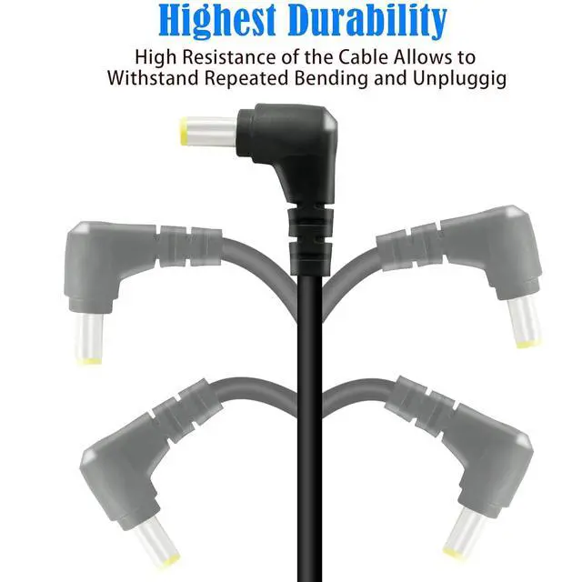 Alt view image 2 of 7 - 2 PCS DC 5.5MM x 2.5MM 90 Degree Male to Male Plug Cable, 18AWG Right Angle DC5525 Power Cable Extension Cord for Strip Lihgt,CCTV,Monitors,etc(1m)