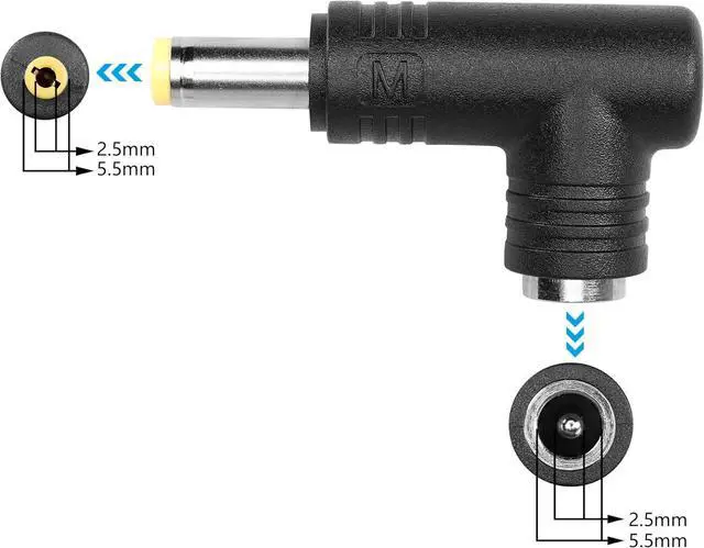 Alt view image 2 of 7 - DC Power Connector Adapter 90 Degree Angle 5.5mm x 2.5mm Male Plug to 5.5mm x 2.5mm Female Jack Coupler Converter for Laptop Portable Power Source CCTV Camera Strip Lighting (5PCS)