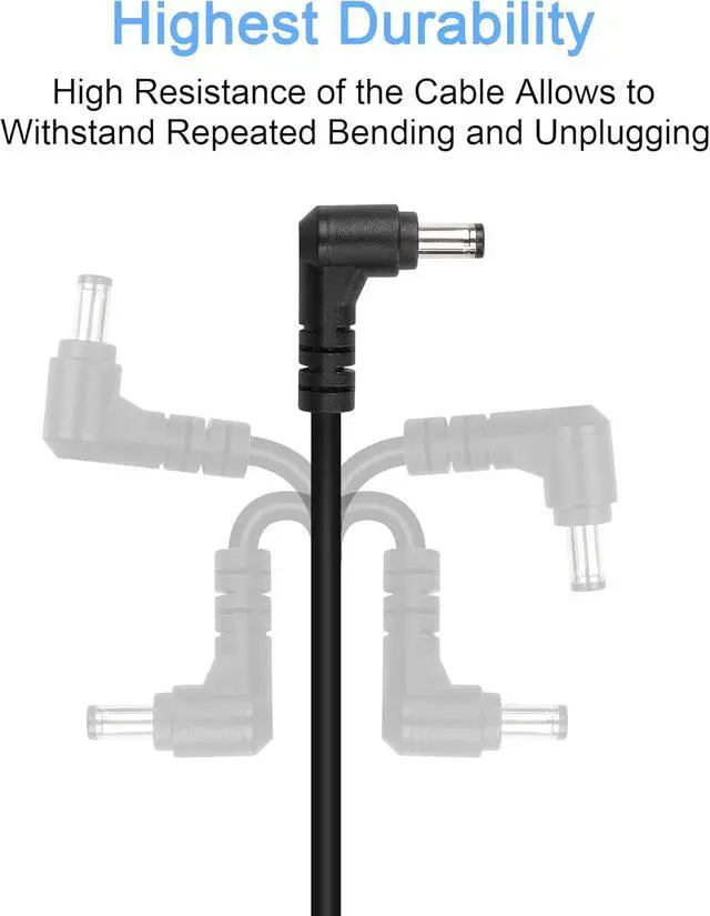 Alt view image 6 of 6 - PCS DC 5.5mm x 2.1mm Power Extension Cable 90 Degree Right Angle Male to Male Adapter Power Cord for DC 12V Power Adapter, CCTV Security Camera LED Strip,Routers, Printers etc(0.3m)