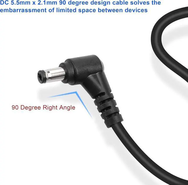 Alt view image 3 of 6 - PCS DC 5.5mm x 2.1mm Power Extension Cable 90 Degree Right Angle Male to Male Adapter Power Cord for DC 12V Power Adapter, CCTV Security Camera LED Strip,Routers, Printers etc(0.3m)