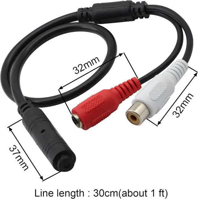 Alt view image 3 of 5 - High Sensitive Microphone, Mini Audio Pickup for CCTV Security Camera, with Power Cord and Audio Cable