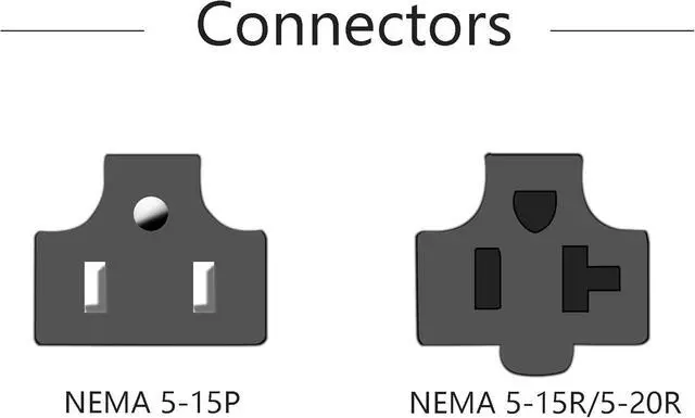 Alt view image 4 of 6 - NEMA 5-15P to 5-15R/20R Power Extension Cord, 16AWG 15 Amp Household Plug to 20 Amp T-Blade AC Power Cable, 1FT 30CM