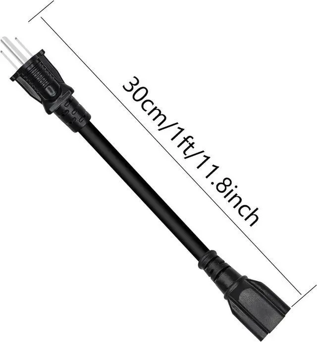 Alt view image 6 of 6 - NEMA 5-15P to 5-15R/20R Power Extension Cord, 16AWG 15 Amp Household Plug to 20 Amp T-Blade AC Power Cable, 1FT 30CM