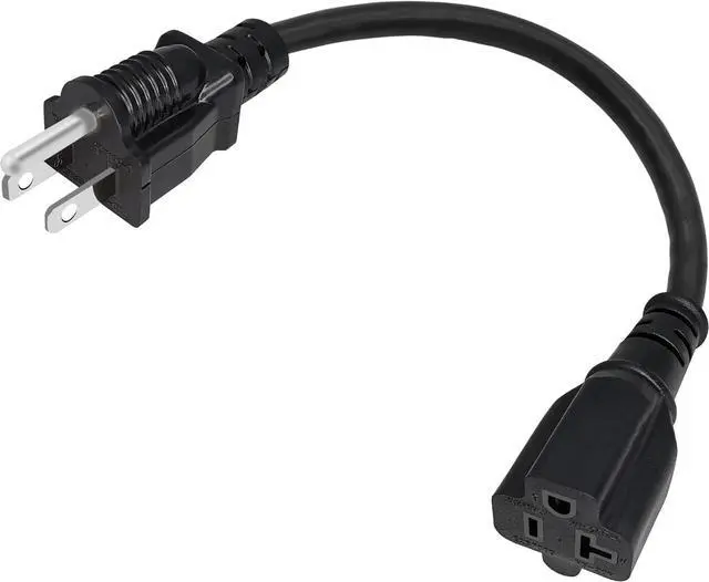 Main image of NEMA 5-15P to 5-15R/20R Power Extension Cord, 16AWG 15 Amp Household Plug to 20 Amp T-Blade AC Power Cable, 1FT 30CM