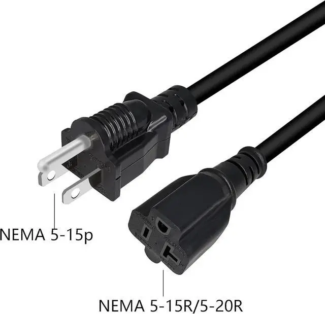 Alt view image 3 of 6 - NEMA 5-15P to 5-15R/20R Power Extension Cord, 16AWG 15 Amp Household Plug to 20 Amp T-Blade AC Power Cable, 1FT 30CM