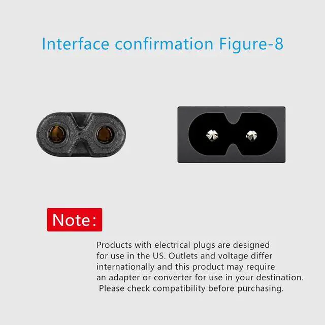 Alt view image 2 of 7 - AC 2 Prong C8 Power Cord, Standard 2 Slot Coiled Power Cord 6.5 FT for TV, Printer, Monitor