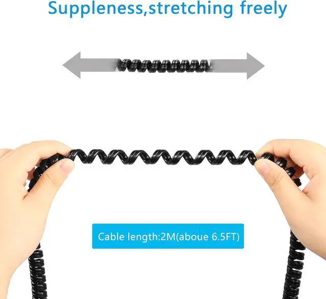 Alt view image 3 of 7 - AC 2 Prong C8 Power Cord, Standard 2 Slot Coiled Power Cord 6.5 FT for TV, Printer, Monitor