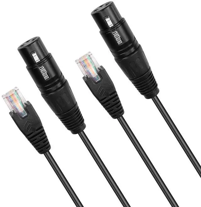 Main image of 3 Pin XLR to RJ45 Converter Cable - XLR DMX Cable for Speaker, Mixers, Sound and Stage Lighting Equipment - 30cm/1Ft (2 PCS)