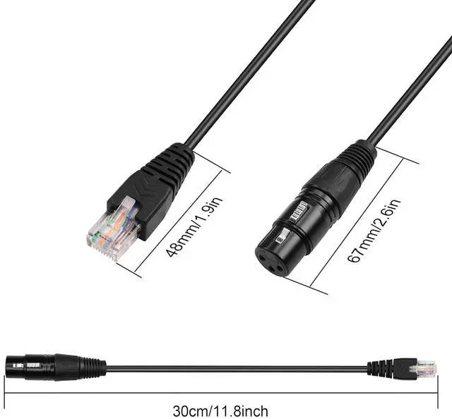Alt view image 5 of 6 - 3 Pin XLR to RJ45 Converter Cable - XLR DMX Cable for Speaker, Mixers, Sound and Stage Lighting Equipment - 30cm/1Ft (2 PCS)