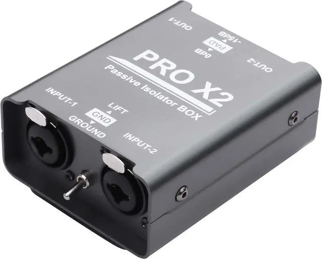 Main image of Pro Passive Stereo Direct Connection Box 2-Channel Audio Isolator, Audio Current Sound Eliminator, 6.5 Permo Alloy Isolator, Mixing Console, live Broadcast