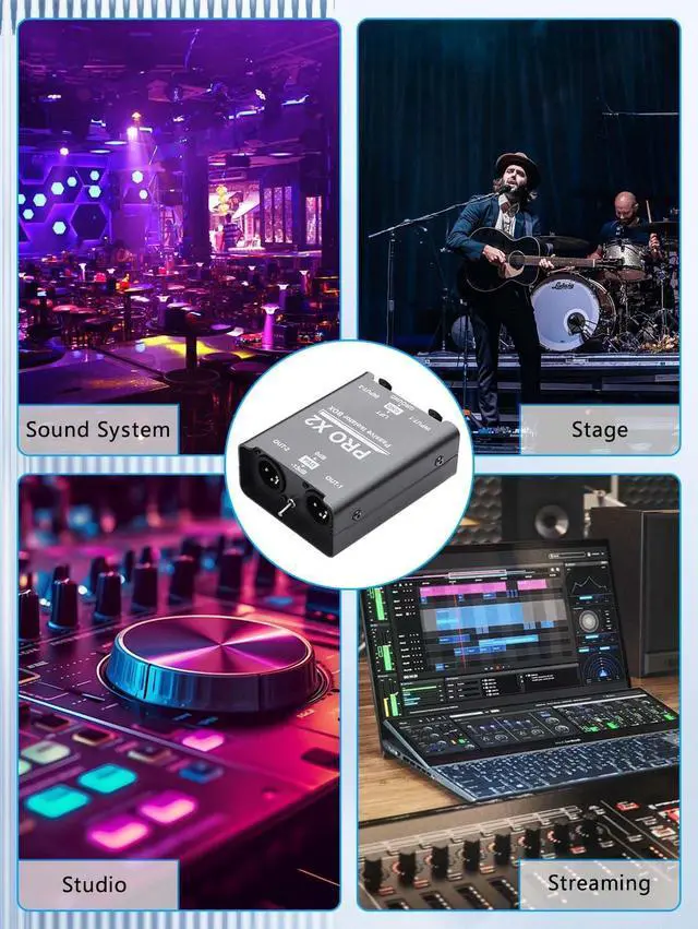 Alt view image 5 of 6 - Pro Passive Stereo Direct Connection Box 2-Channel Audio Isolator, Audio Current Sound Eliminator, 6.5 Permo Alloy Isolator, Mixing Console, live Broadcast