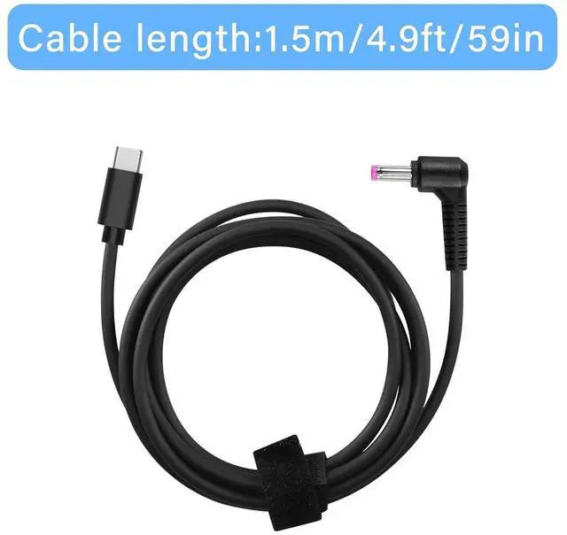 Alt view image 6 of 7 - Type C to 90 Degree DC 4.8 x 1.7 mm Power Charging Cable USB-C Male Output to DC Input Power PD Charge Cable fit for Laptop 65W 9V 12V 15V 20V(59inch)