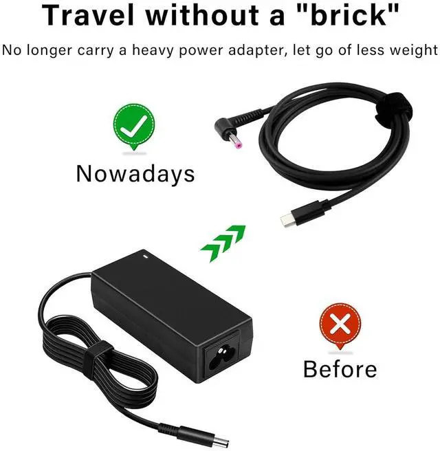 Alt view image 3 of 7 - Type C to 90 Degree DC 4.8 x 1.7 mm Power Charging Cable USB-C Male Output to DC Input Power PD Charge Cable fit for Laptop 65W 9V 12V 15V 20V(59inch)