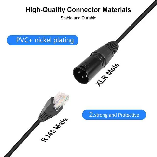 Alt view image 2 of 6 - 3 Pin XLR to RJ45 Adapter - DMX XLR Male to RJ45 Male Connector Extension Cable (30CM/11.8in) for Amplifiers, Mixers, KTV Equipment, Lighting and Sound