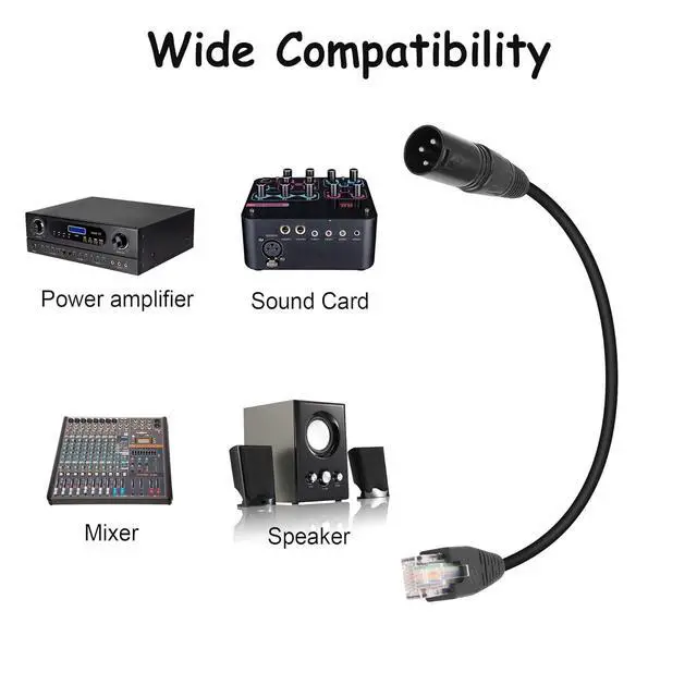 Alt view image 3 of 6 - 3 Pin XLR to RJ45 Adapter - DMX XLR Male to RJ45 Male Connector Extension Cable (30CM/11.8in) for Amplifiers, Mixers, KTV Equipment, Lighting and Sound