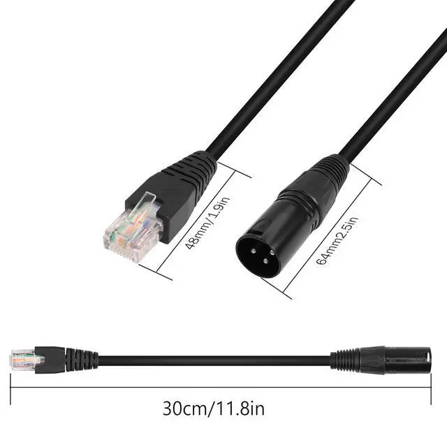 Alt view image 5 of 6 - 3 Pin XLR to RJ45 Adapter - DMX XLR Male to RJ45 Male Connector Extension Cable (30CM/11.8in) for Amplifiers, Mixers, KTV Equipment, Lighting and Sound