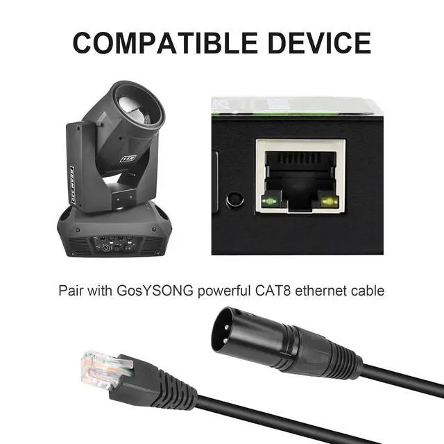 Alt view image 6 of 6 - 3 Pin XLR to RJ45 Adapter - DMX XLR Male to RJ45 Male Connector Extension Cable (30CM/11.8in) for Amplifiers, Mixers, KTV Equipment, Lighting and Sound