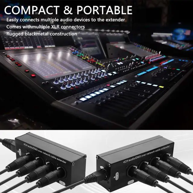 Alt view image 6 of 7 - 2PCS 4-Channel DMX XLR to Ethernet Extender Male to RJ45 Ethercon Cable Multi Extender for Stage Lighting and Home Recording Studio Compatible