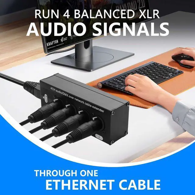 Alt view image 2 of 7 - 2PCS 4-Channel DMX XLR to Ethernet Extender Male to RJ45 Ethercon Cable Multi Extender for Stage Lighting and Home Recording Studio Compatible