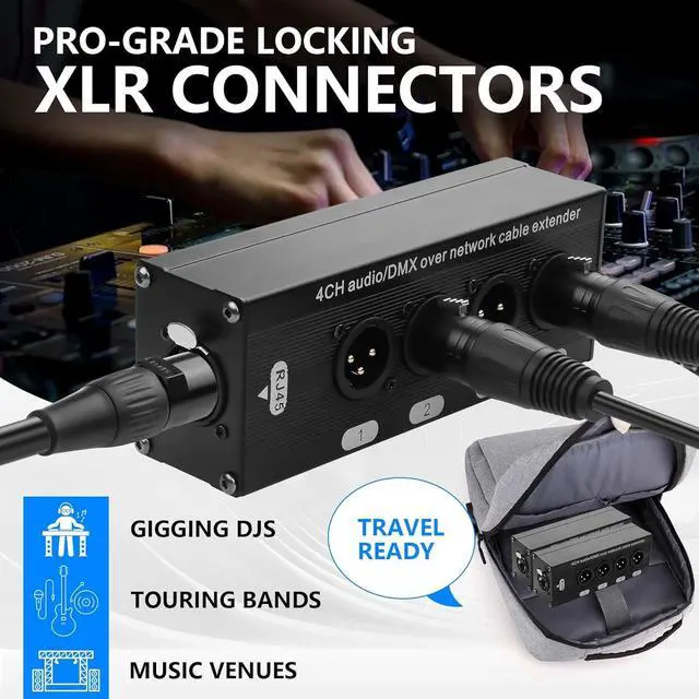 Alt view image 7 of 7 - 2PCS 4-Channel DMX XLR to Ethernet Extender Male to RJ45 Ethercon Cable Multi Extender for Stage Lighting and Home Recording Studio Compatible