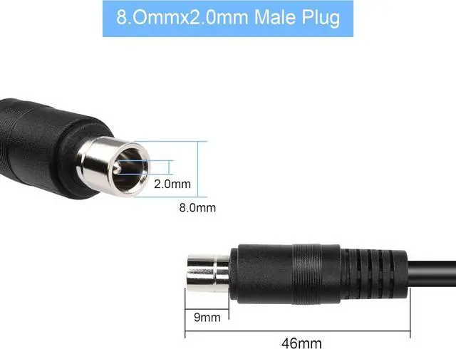 Alt view image 4 of 7 - DC8020 to DC5521 Extension Cable 14awg DC8.0mm x 2.0mm Male Connector to Dual DC 5.5mmx2.1mm Female Adapter Cable for Portable Power Station, Solar Generators(1m) (Male to 2 Female)